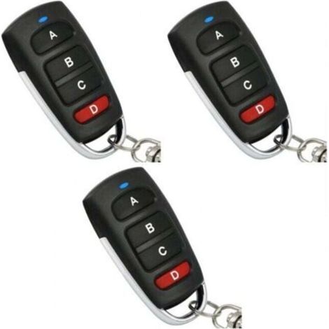 Lot De 3 Télécommandes Universelles - 433 Mhz - 4 Canaux - Pour Portail Et Porte De Garage Électrique - Dimensions 7,8 X 2,2 X 1,2 Cm