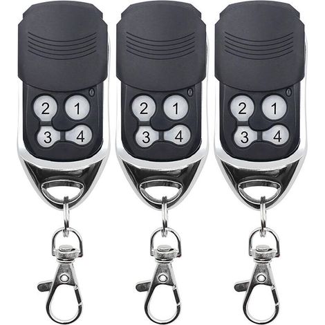 3 Télécommande Portail - 433 Mhz - Code Fixe Et Code Roulant - Pour Portail Porte De Garage Volet Roulant - 7,8 X 3,5 X 1,2 Cm