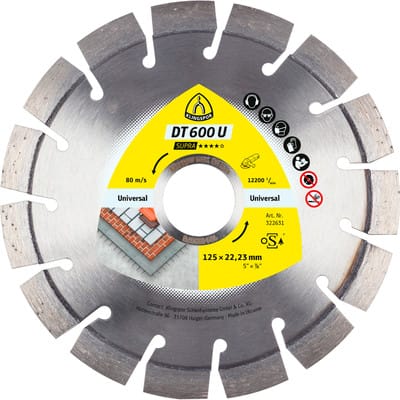 Diamanttrennscheibe DT 600 U, 125 x 2,4 x 22,23mm 15 Segmente 20 x 2,4 x 9mm