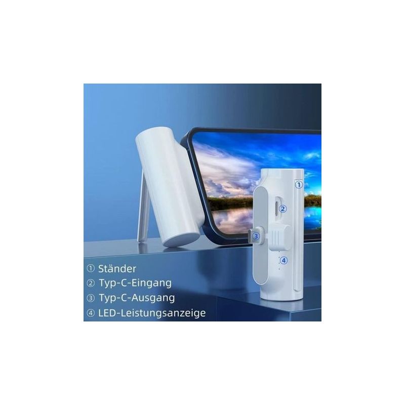 Mini-powerbank Mit Ständer, Kleines 5000-mah-tragbares Usb-c-schnellladegerät, Geeignet Für Android-smartphones