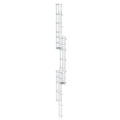 Steigleiter, mehrzügig, Steighöhe 15960mm Aluminium blank, L 17160mm
