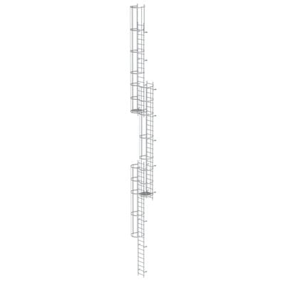 Steigleiter, mehrzügig, Steighöhe 15960mm Aluminium farblos eloxiert, L 17160mm