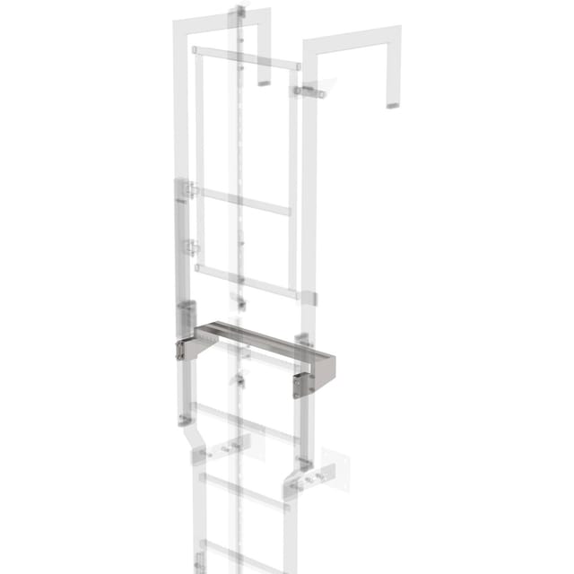 Ausstiegstritt für Sicherungstür, Spaltmaß 150mm, B620mm, Edelstahl natur