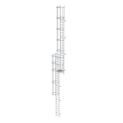 Steigleiter, mehrzügig, Steighöhe 11760mm Aluminium farblos eloxiert, L 12960mm
