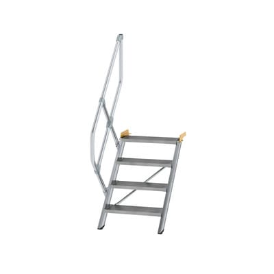 Alutreppe 4 Stufen, 45°, Breite 600mm, einseitiger Handlauf, Stufentiefe 240mm