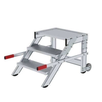 Arbeitspodest 3 Stufen, 2 Rollen Stufenbreite 600mm, Breite 600mm L 400mm