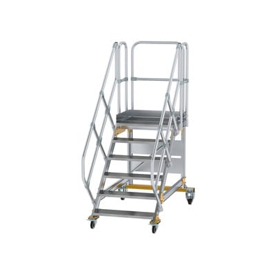 Plattformtreppe, fahrbar 6 Stu. 45° 1250mm Breite Stufen 800mm Anz.Lenkr. 2