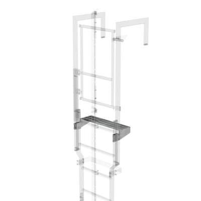 Ausstiegstritt f. Gebäudeaufstieg, Spaltmaß 200mm, B 620mm, Stahl verzinkt