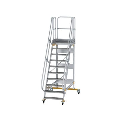 Plattformtreppe, fahrbar 10 Stu. 60° 2420mm Breite Stufen 800mm Anz.Lenkr. 2