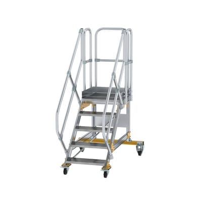 Plattformtreppe, fahrbar 5 Stu. 45° 1040mm Breite Stufen 600mm Anz.Lenkr. 2