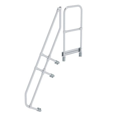 Handlauf Aluminium für Treppe 60° mit Plattform Stufenanzahl 6