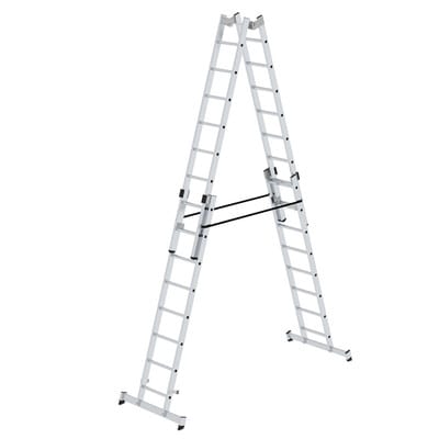 Stehleiter 4x8 Sprossen, Aluminium, höhenverstellbar
