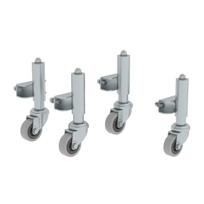 Feder-Bremsrollen für 3/4-Stufen-Podest, KF/Gummi verschraubt ø50mm, 4 Stück