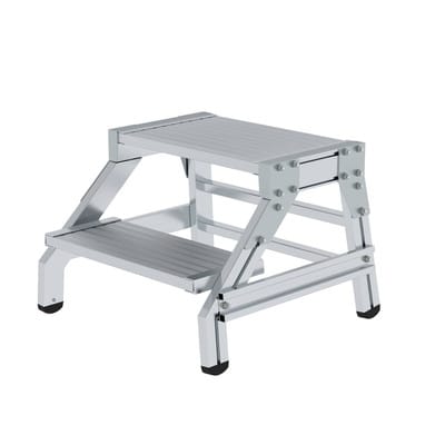 Tritt Aluminium/Aluminium, 2 Stufen, H 400mm, B 570mm, Stufentiefe 200mm