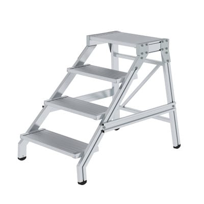 Tritt Aluminium/Aluminium, 4 Stufen, H 800mm, B 640mm, Stufentiefe 200mm
