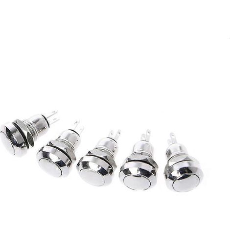 Packung Mit 5 Mini-momentan-drucktaster Aus Metall, 8 Mm, 1 Schließer, 2 Pins, 3 A/250 V Ac