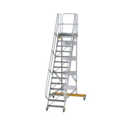 Plattformtreppe, fahrbar 14 Stu. 60° 3400mm Breite Stufen 800mm Anz.Lenkr. 2