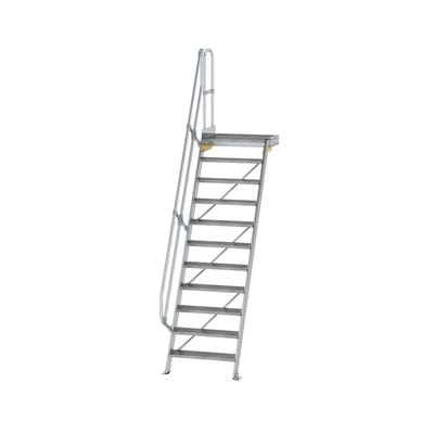 Alutreppe 11 Stufen, 60°, Breite 800mm, einseitiger Handlauf, Stufentiefe 200mm