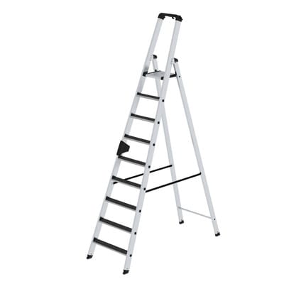 Stehleiter clip-step 9 Stufen, Aluminium, einseitig begehbar, H2760mm B650mm