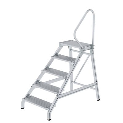 Tritt Aluminium/Aluminium, 5 Stufen, H 990mm, B 670mm, Stufentiefe 200mm