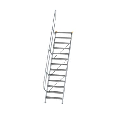 Alutreppe 13 Stufen, 60°, Breite 800mm, einseitiger Handlauf, Stufentiefe 200mm
