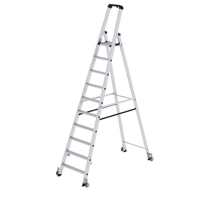 Stehleiter 10 Stufen, Aluminium, einseitig begehbar, H 3010mm, B 830mm