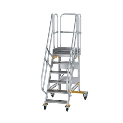 Plattformtreppe, fahrbar 6 Stu. 60° 1450mm Breite Stufen 600mm Anz.Lenkr. 2