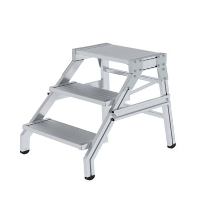Tritt Aluminium/Aluminium, 3 Stufen, H 600mm, B 600mm, Stufentiefe 200mm