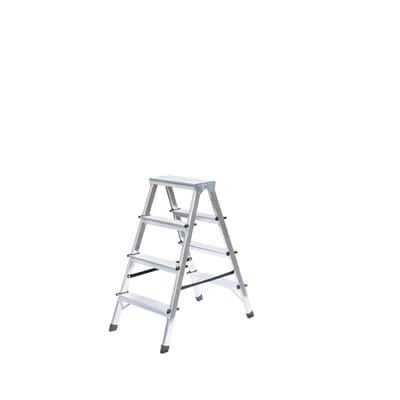 Stehleiter 2x4 Stufen, Aluminium, beidseitig begehbar