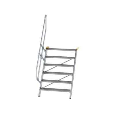 Alutreppe 6 Stufen, 60°, Breite 1000mm, einseitiger Handlauf, Stufentiefe 200mm