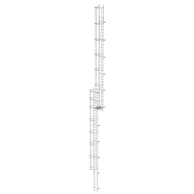 Steigleiter, mehrzügig, Steighöhe 17920mm Aluminium blank, L 19120mm