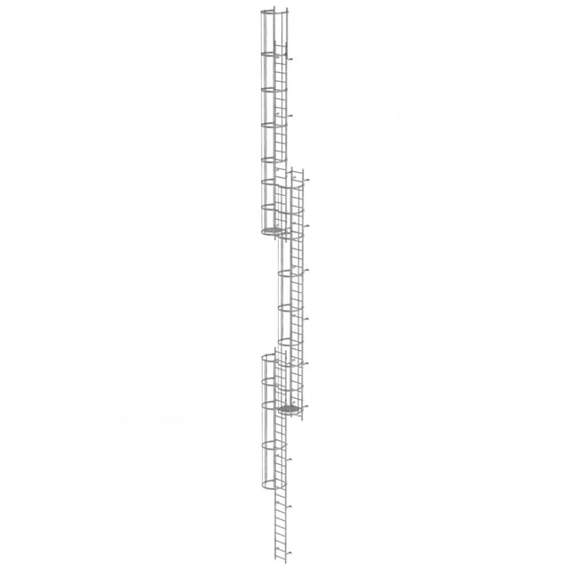 Steigleiter, mehrzügig, Steighöhe 17640mm Aluminium farblos eloxiert, L 18840mm