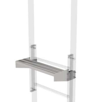 Ausstiegstritt f. Gebäudeaufstieg, Spaltmaß 200mm, B 520mm, Edelstahl natur