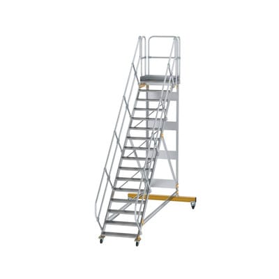 Plattformtreppe, fahrbar 16 Stu. 45° 3330mm Breite Stufen 800mm Anz.Lenkr. 2