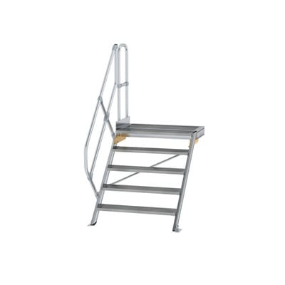 Alutreppe 5 Stufen, 45°, Breite 1000mm, einseitiger Handlauf, Stufentiefe 240mm