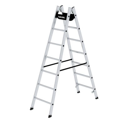 Stehleiter 2x7 Sprossen, Aluminium, beidseitig begehbar, H 2100mm, B 560mm