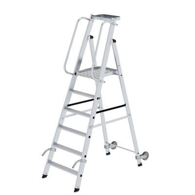 Stehleiter 6 Stufen, Aluminium, einseitig begehbar, H 2150mm, B 660mm