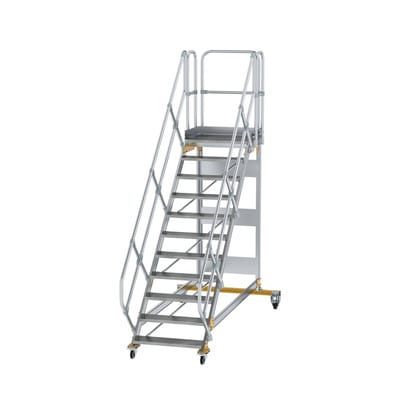 Plattformtreppe, fahrbar 11 Stu. 45° 2290mm Breite Stufen 800mm Anz.Lenkr. 2