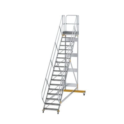Plattformtreppe, fahrbar 19 Stu. 45° 3950mm Breite Stufen 1000mm Anz.Lenkr. 2