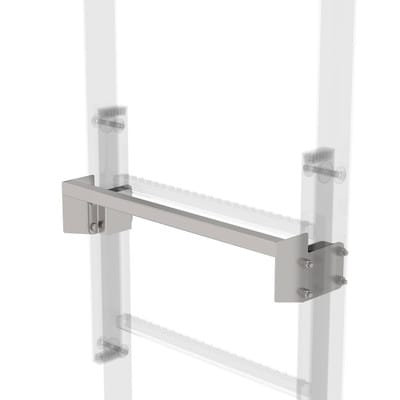 Ausstiegstritt f. Gebäudeaufstieg, Spaltmaß 100mm, B 520mm, Edelstahl natur