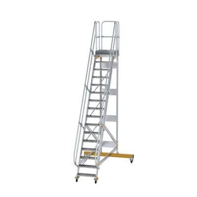 Plattformtreppe, fahrbar 16 Stu. 60° 3880mm Breite Stufen 600mm Anz.Lenkr. 2