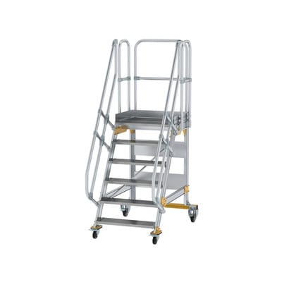 Plattformtreppe, fahrbar 6 Stu. 60° 1450mm Breite Stufen 800mm Anz.Lenkr. 2