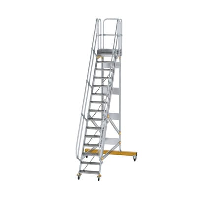 Plattformtreppe, fahrbar 15 Stu. 60° 3640mm Breite Stufen 600mm Anz.Lenkr. 2