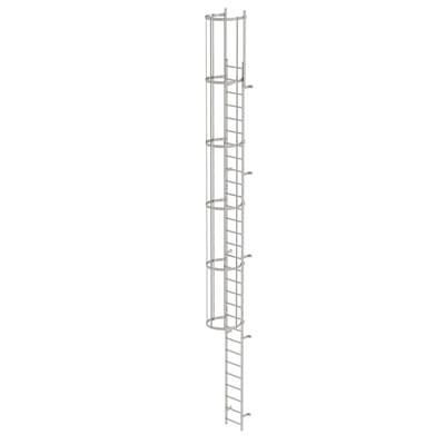 Steigleiter, einzügig, Steighöhe 8400mm Edelstahl V4A (1.4571), L 9600mm