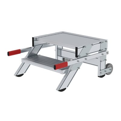 Arbeitspodest 2 Stufen, 2 Rollen Stufenbreite 600mm, Breite 600mm L 400mm