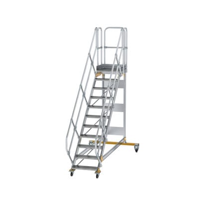 Plattformtreppe, fahrbar 11 Stu. 45° 2290mm Breite Stufen 600mm Anz.Lenkr. 2