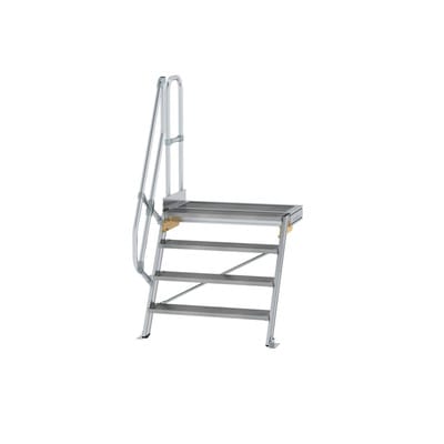 Alutreppe 4 Stufen, 60°, Breite 1000mm, einseitiger Handlauf, Stufentiefe 200mm
