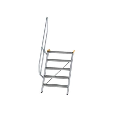 Alutreppe 5 Stufen, 60°, Breite 800mm, einseitiger Handlauf, Stufentiefe 200mm