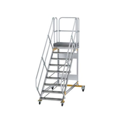 Plattformtreppe, fahrbar 9 Stu. 45° 1870mm Breite Stufen 800mm Anz.Lenkr. 2