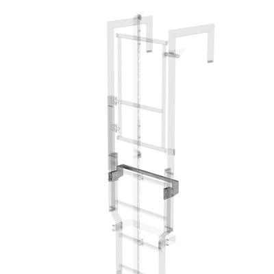 Ausstiegstritt f. Gebäudeaufstieg, Spaltmaß 100mm, B 620mm, Stahl verzinkt